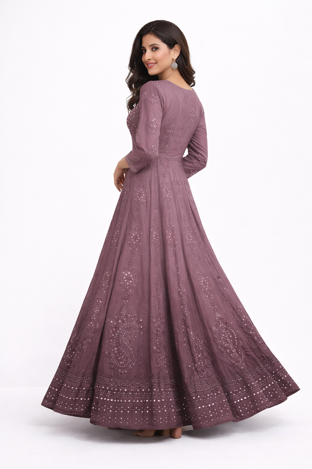 Meher Mauve Chikankari Anarkali Gown