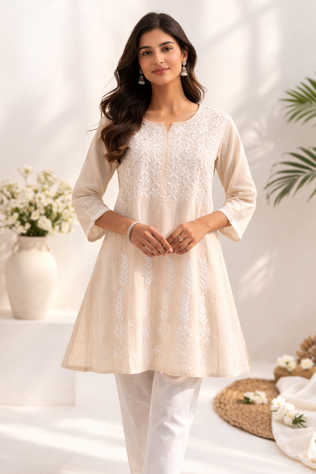 Ivory Bloom Handcrafted Chikankari Kurti