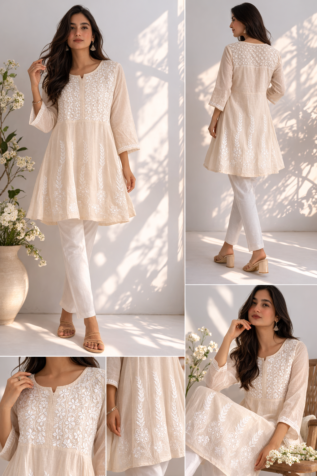 Ivory Bloom Handcrafted Chikankari Kurti