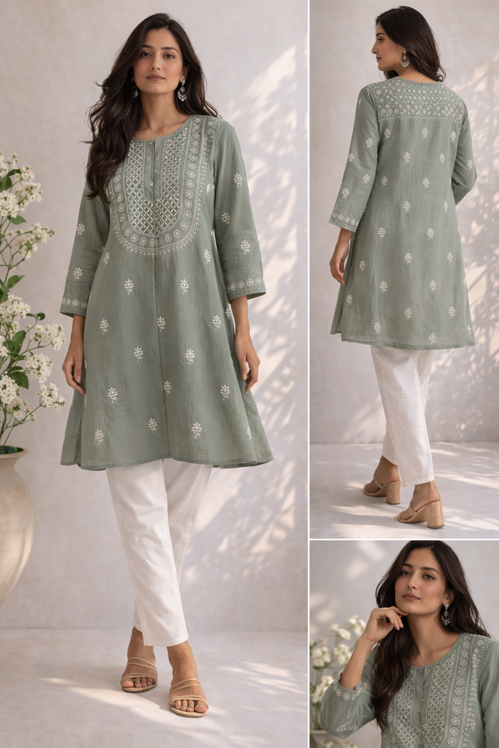 Sage Élan – Handcrafted Chikankari Kurta