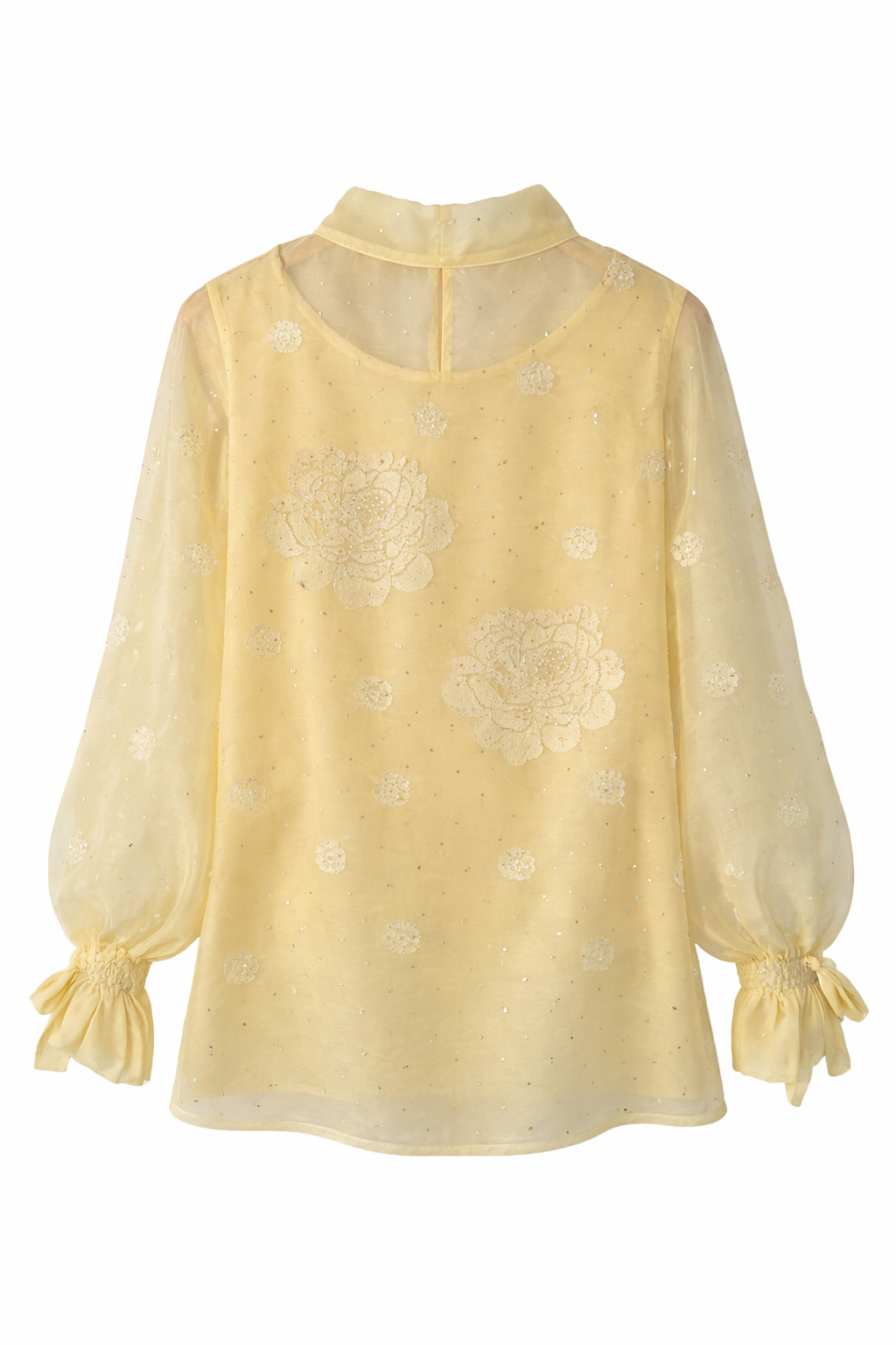 Lemon Blossom Organza Chikankari Kurti