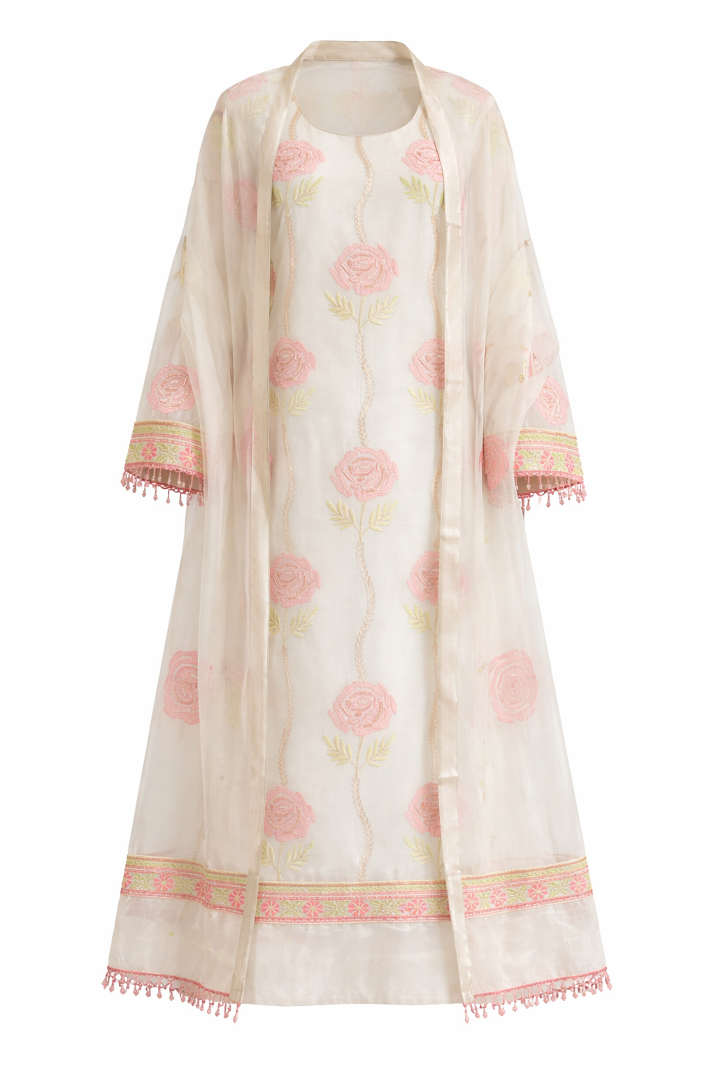 Blush Rose Embroidered Organza Kurta Set
