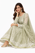 Sage Green Embroidered Anarkali Set with Dupatta