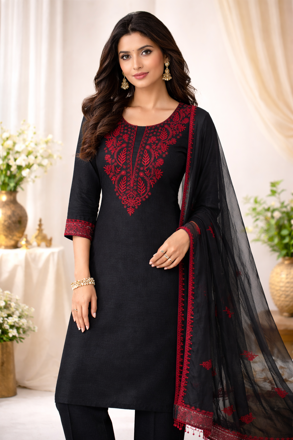 Midnight Noir Embroidered Kurta Set