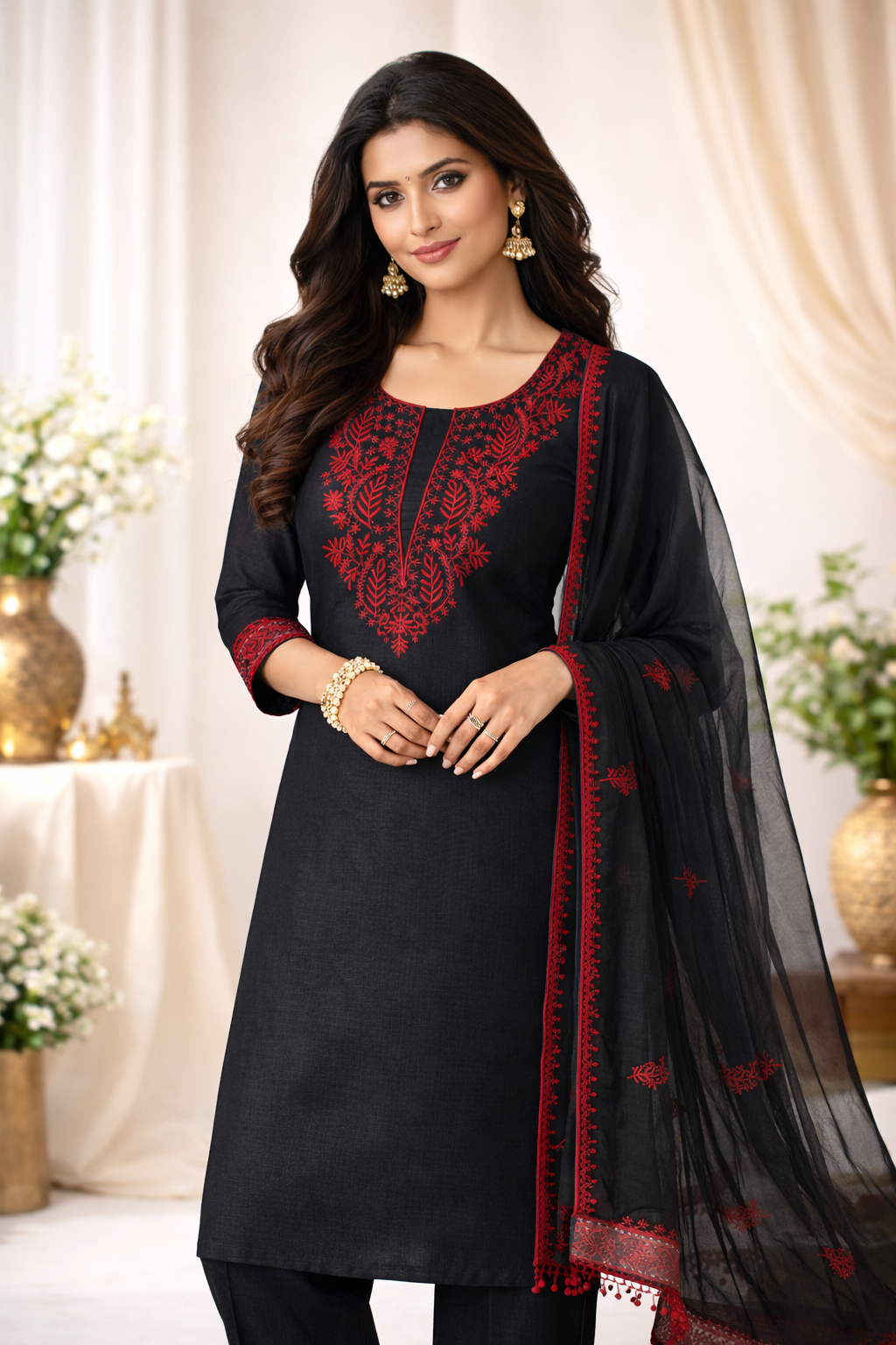 Midnight Noir Embroidered Kurta Set