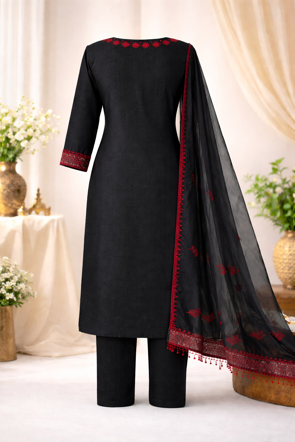 Midnight Noir Embroidered Kurta Set