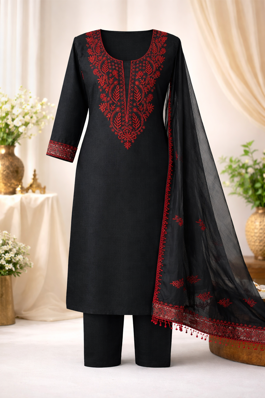 Midnight Noir Embroidered Kurta Set