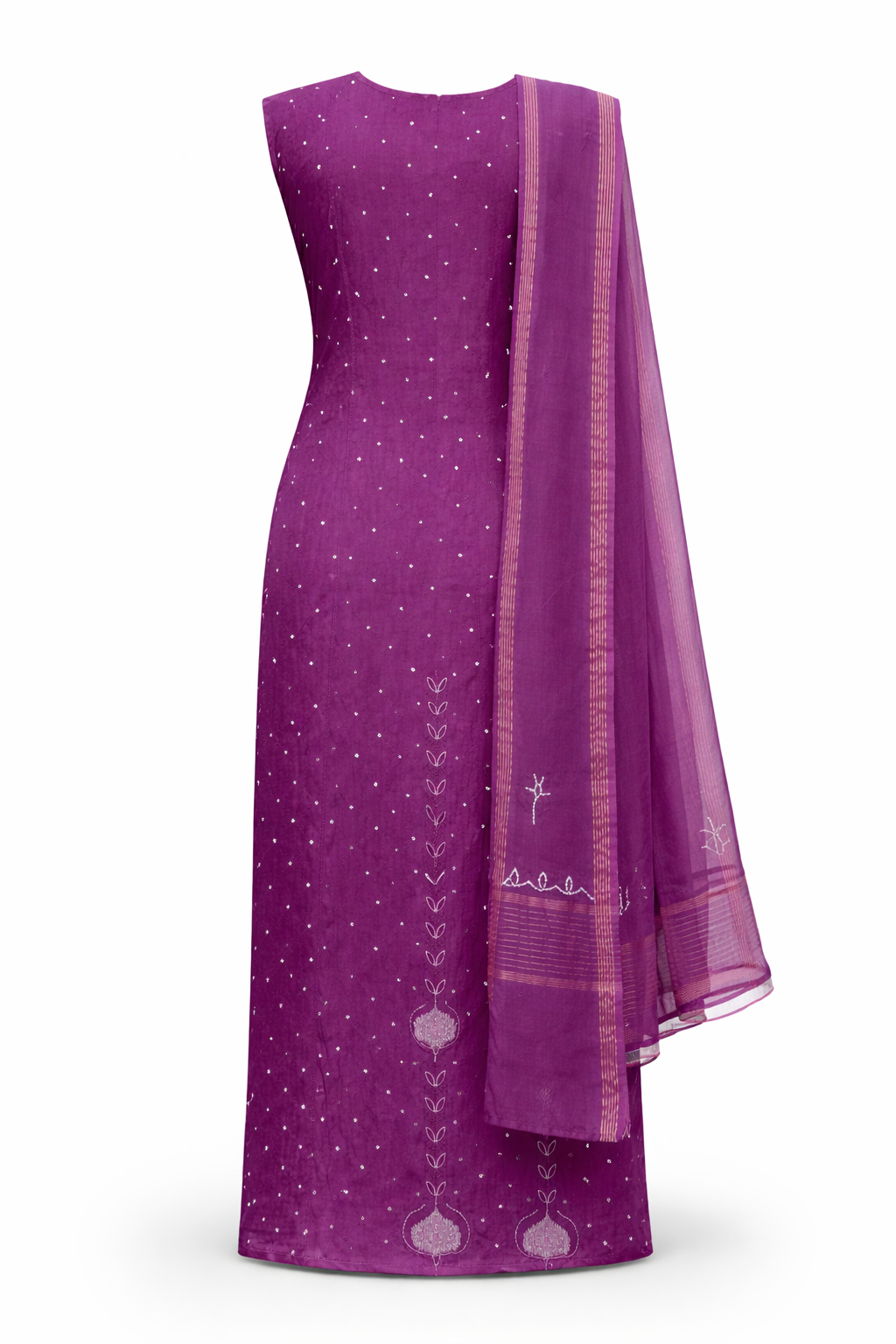 Royal Purple Hand-Embroidered Suit Set with Dupatta
