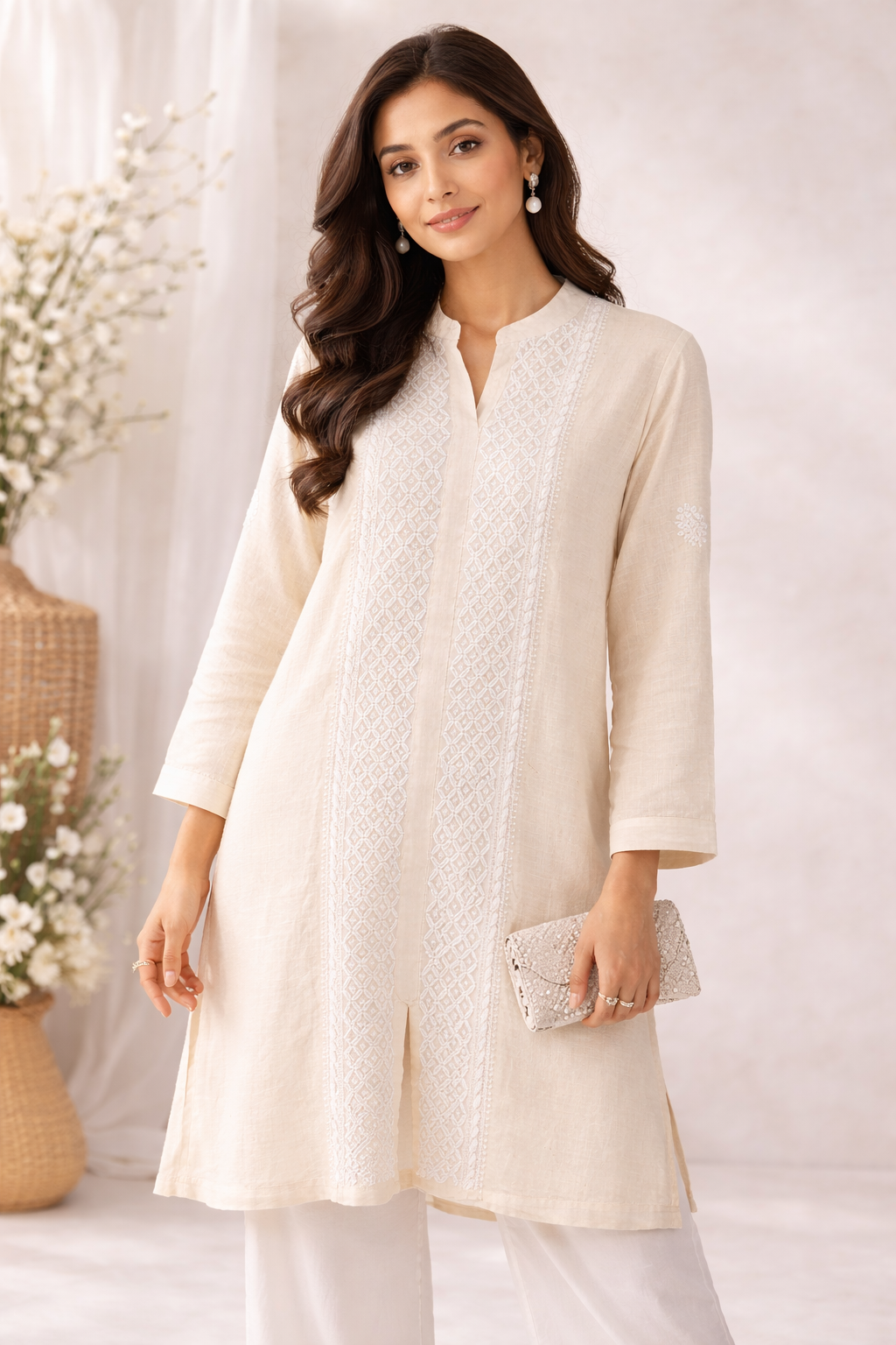 Ivory Handcrafted Chikankari Kurta