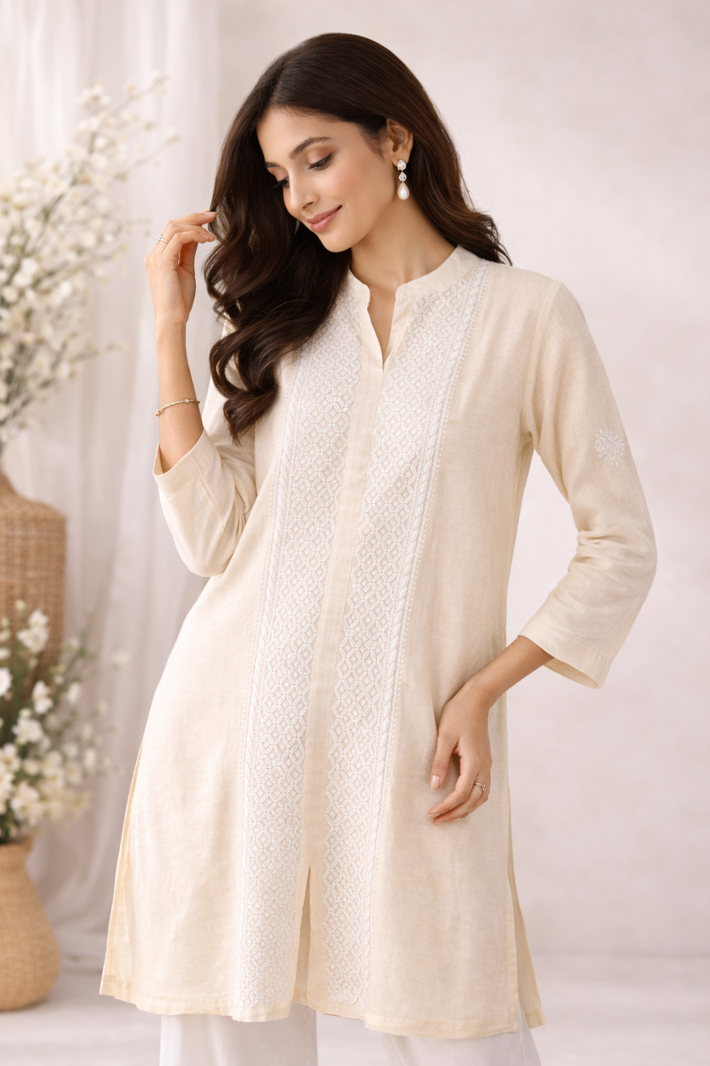 Ivory Handcrafted Chikankari Kurta