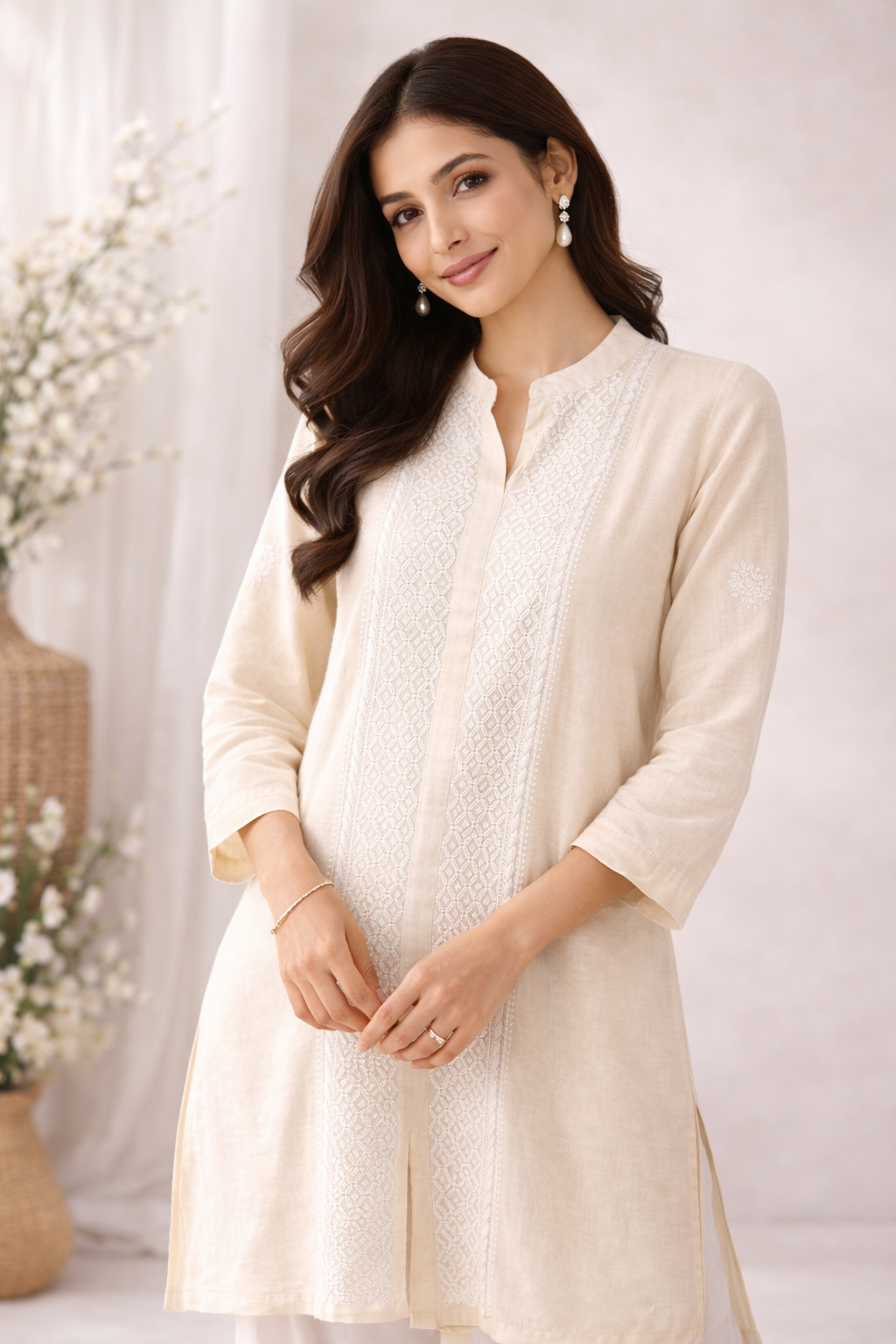 Ivory Handcrafted Chikankari Kurta