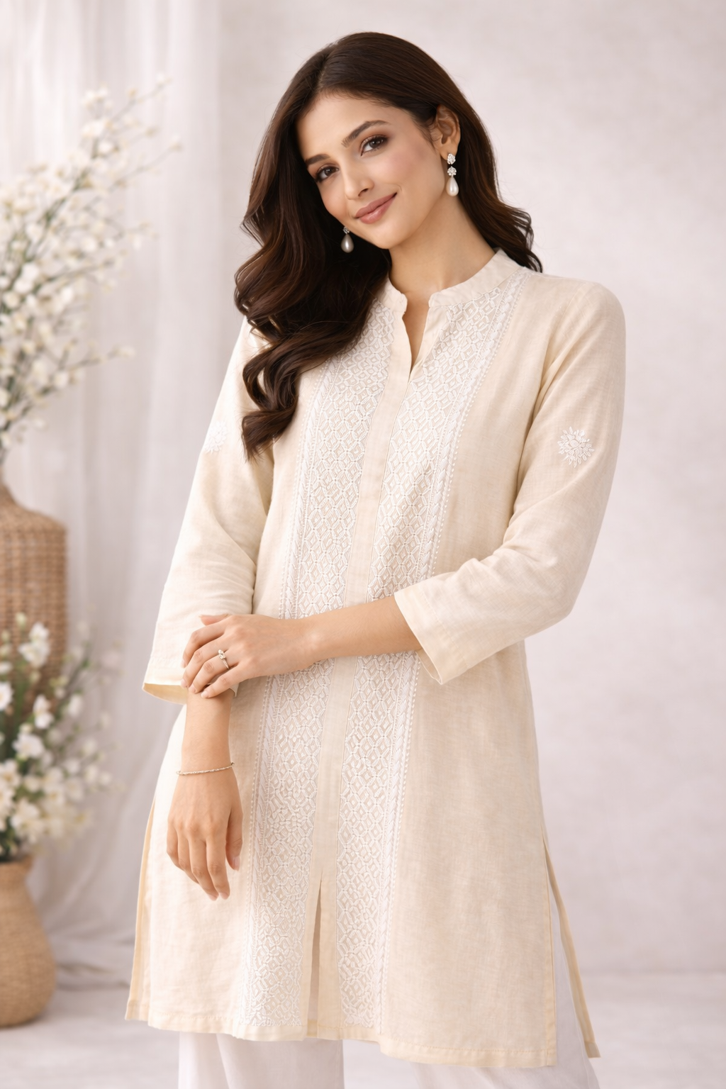 Ivory Handcrafted Chikankari Kurta