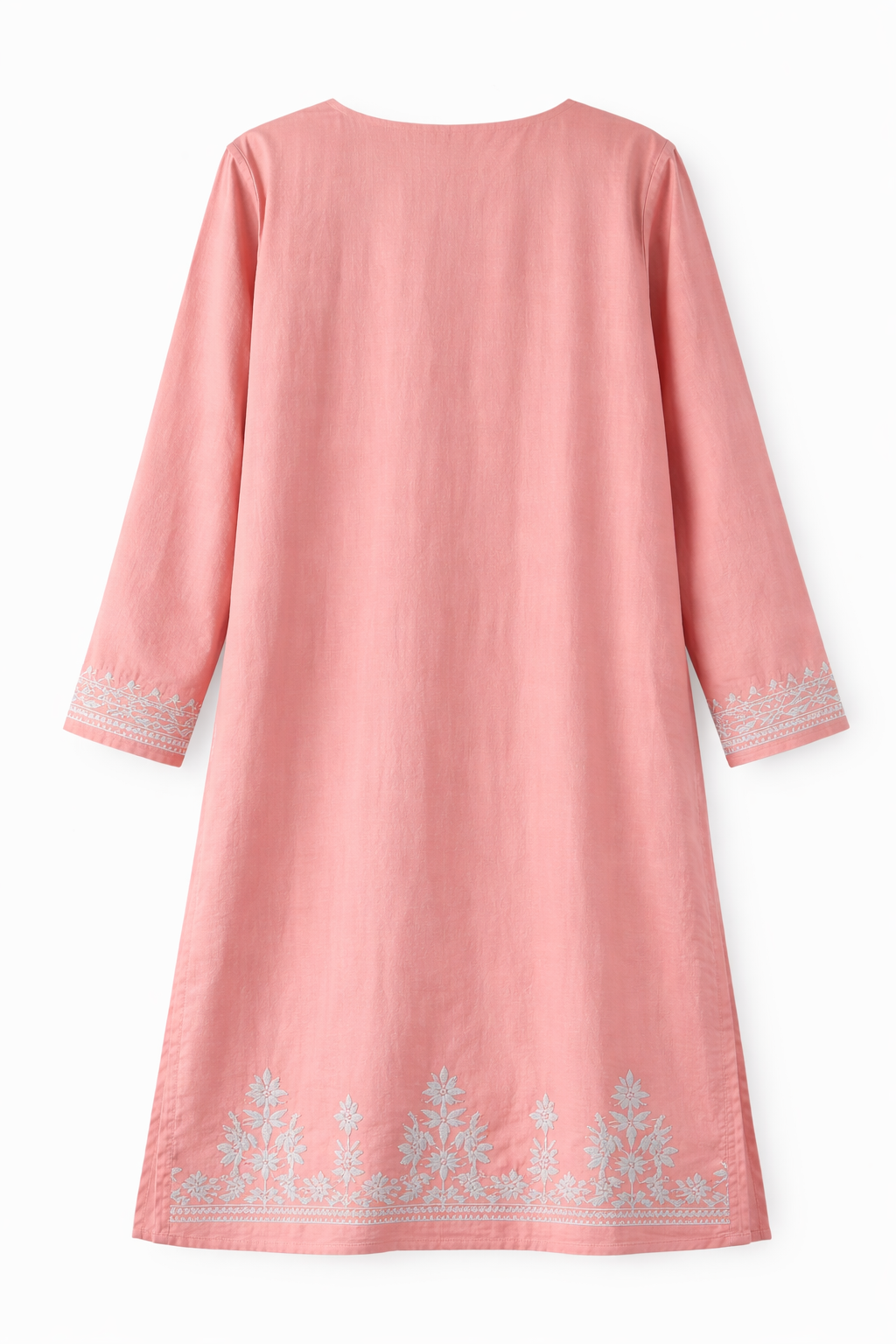 Blush Pink Floral Embroidered Kurti Set