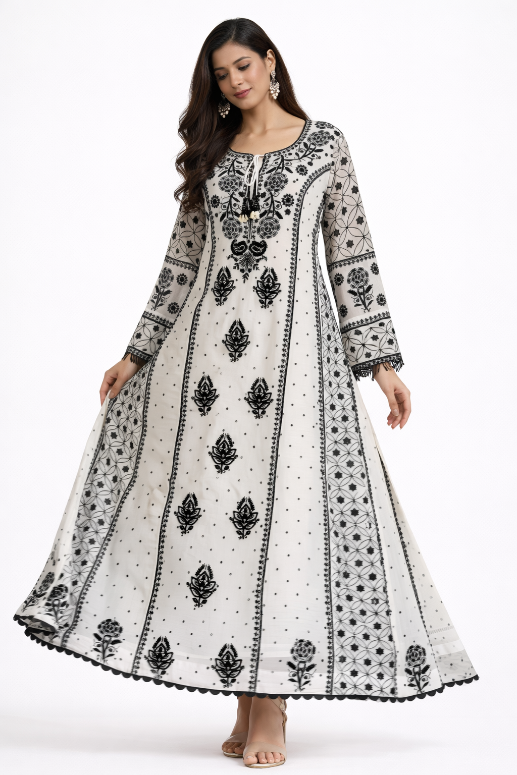 Ivory Eclipse Chikankari Anarkali | Luxury Lucknowi Kurta
