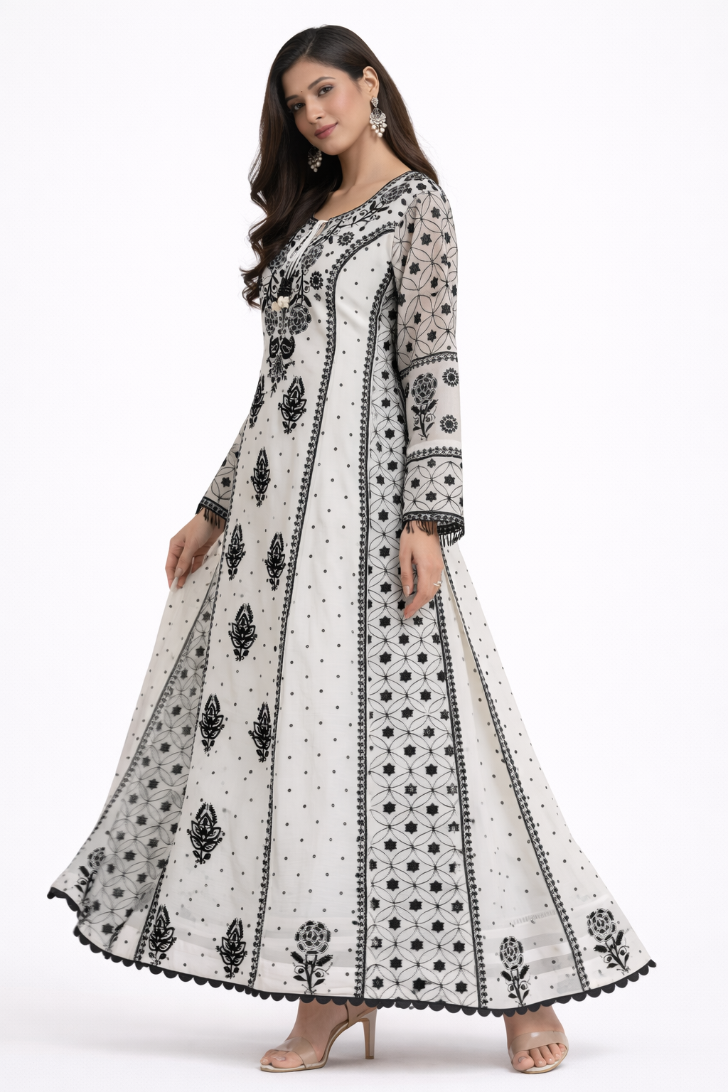 Ivory Eclipse Chikankari Anarkali | Luxury Lucknowi Kurta