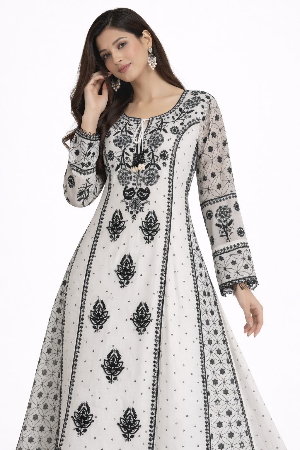 Ivory Eclipse Chikankari Anarkali | Luxury Lucknowi Kurta