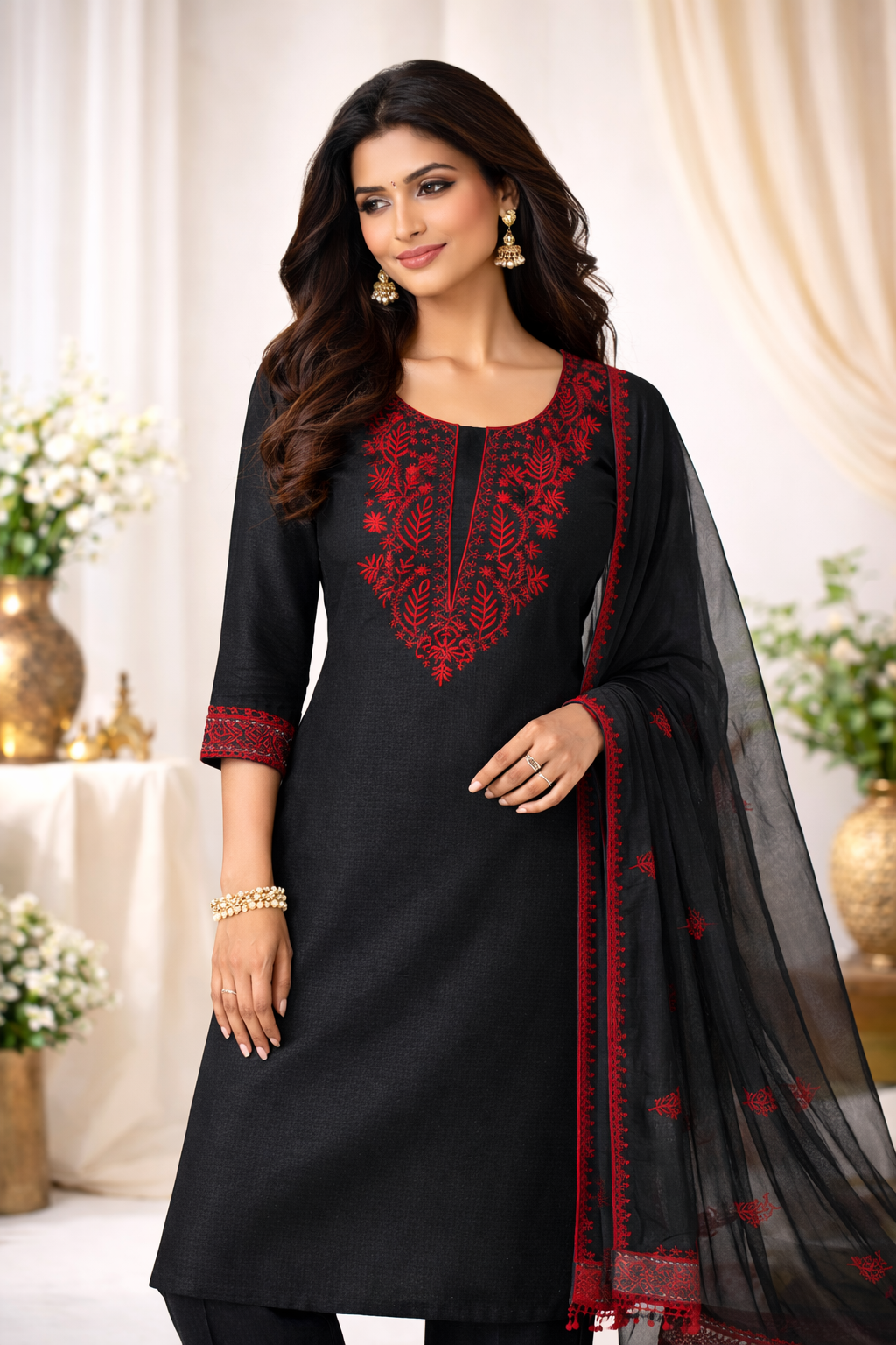 Midnight Noir Embroidered Kurta Set